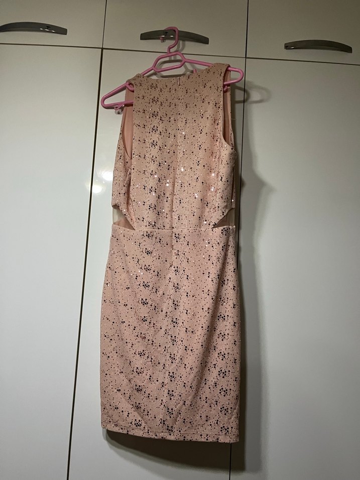 Pembe Dantel Detaylı Midi Elbise - Görsel 3