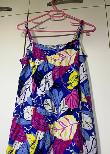 Renkli Desenli Uzun Askılı Elbise - Görsel 3