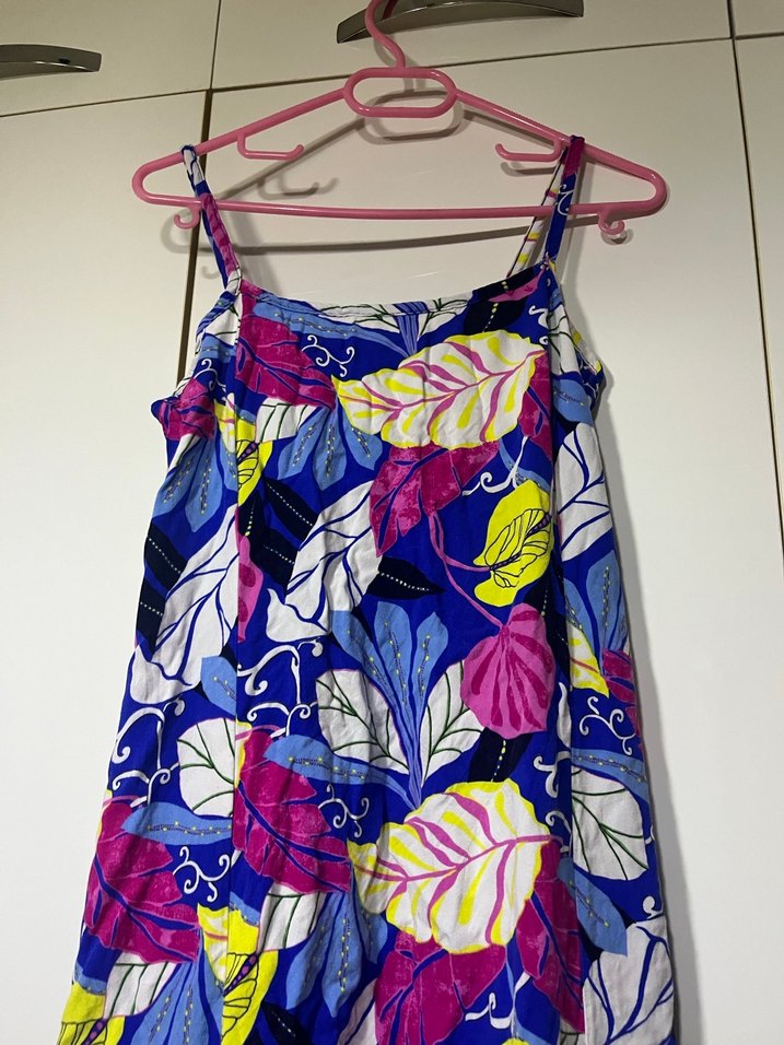 Renkli Desenli Uzun Askılı Elbise - Görsel 3