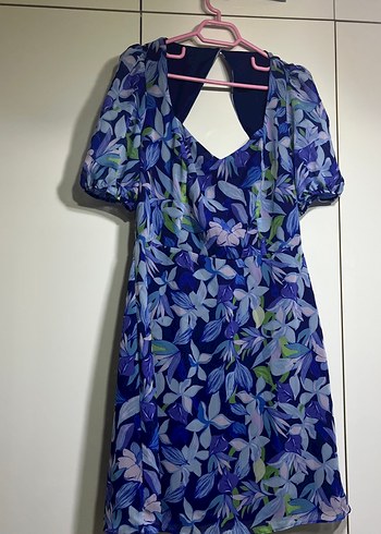 Mavi V Yakalı Midi Bohem Elbise - Görsel 2