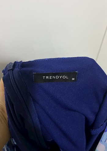 Mavi V Yakalı Midi Bohem Elbise - Görsel 4