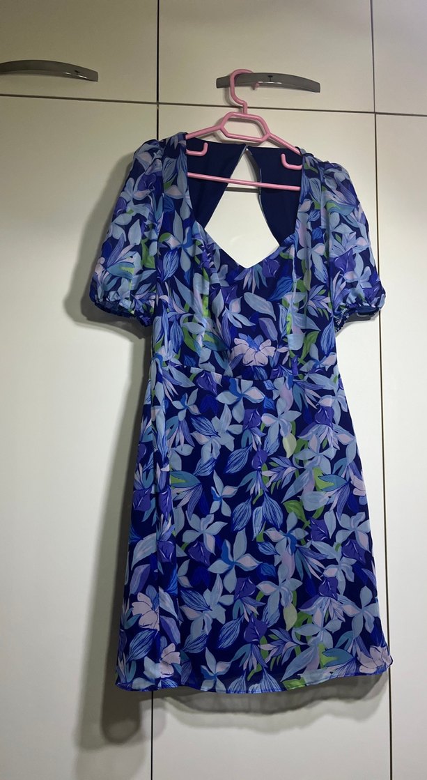 Mavi V Yakalı Midi Bohem Elbise - Görsel 2