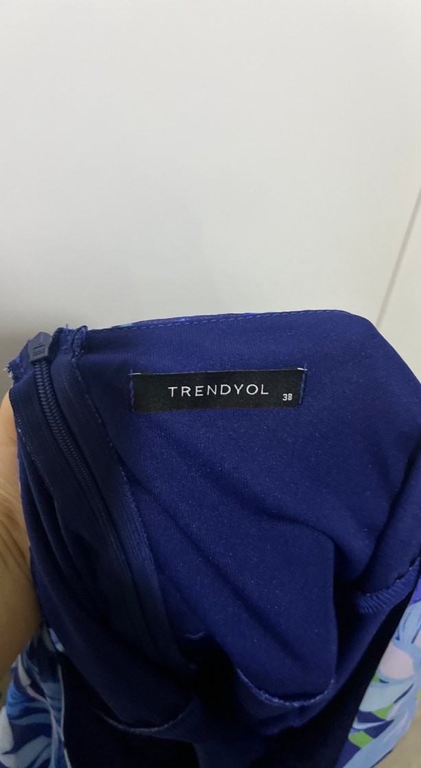 Mavi V Yakalı Midi Bohem Elbise - Görsel 4