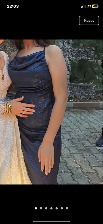 Lacivert Simli Uzun Abiye