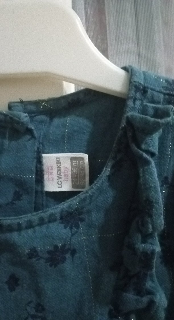 Kız Çocuk Fırfırlı Uzun Kollu Kot Elbise - Görsel 2