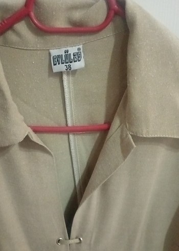 Düğmeli Bej Hamile Uzun Ceket - Görsel 2