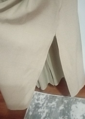 Düğmeli Bej Hamile Uzun Ceket - Görsel 4