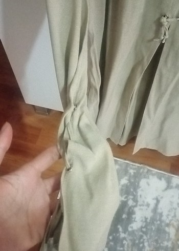 Düğmeli Bej Hamile Uzun Ceket - Görsel 3