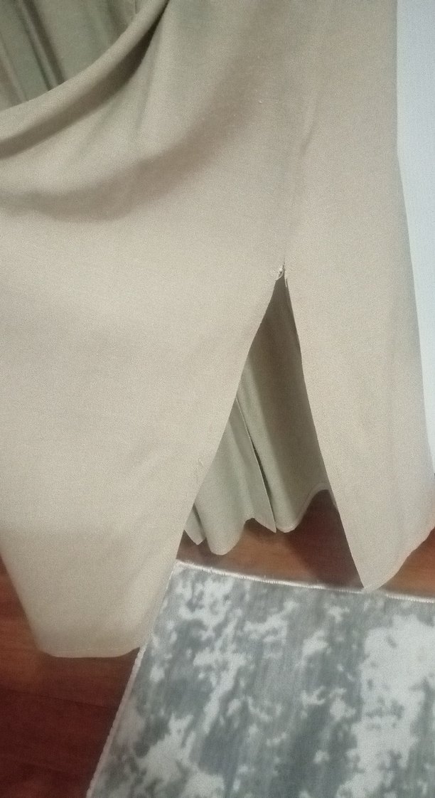 Düğmeli Bej Hamile Uzun Ceket - Görsel 4