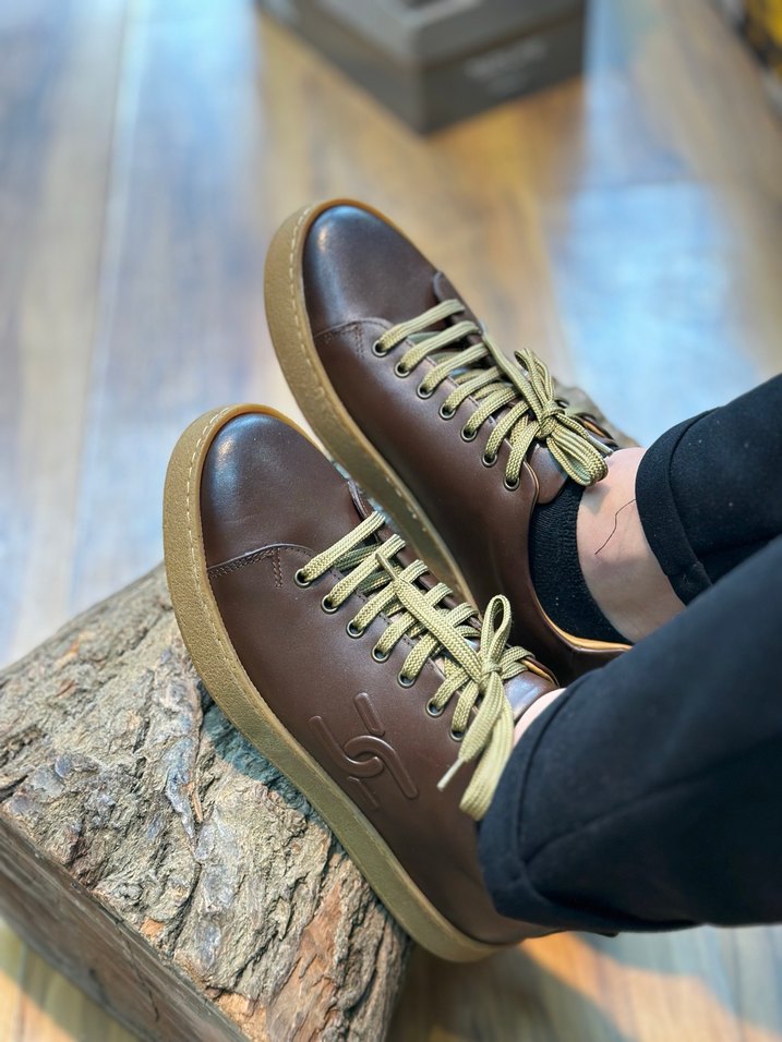 Deri Kahverengi Bağcıklı Erkek Günlük Ayakkabı - Görsel 3