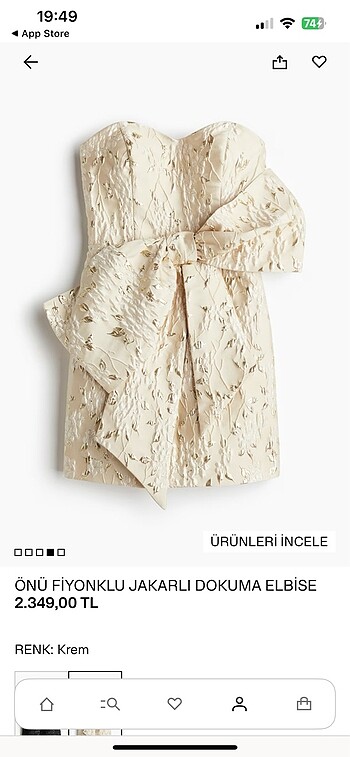 H&M Fiyonklu Jakarlı Elbise