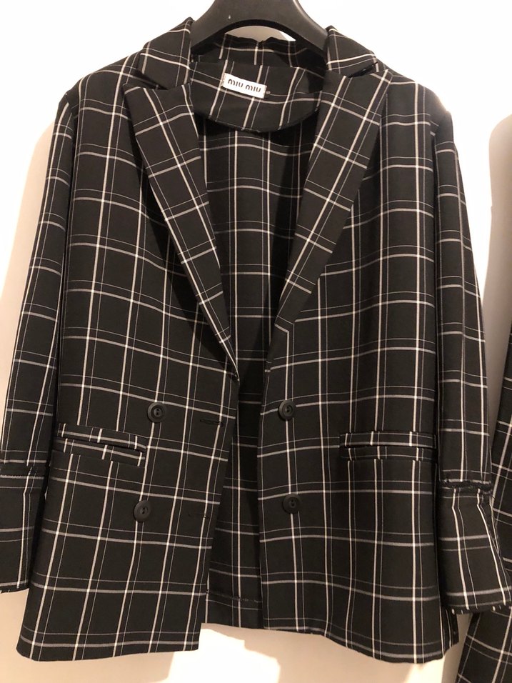 Düğmeli Siyah Ekose Kadın Takım Elbise - Görsel 2