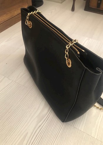 Zincir Detaylı Siyah Deri DKNY Kadın Çanta - Görsel 2