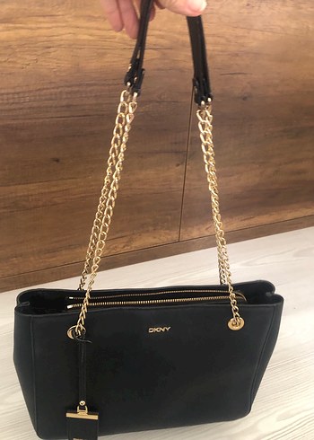 Zincir Detaylı Siyah Deri DKNY Kadın Çanta - Görsel 3
