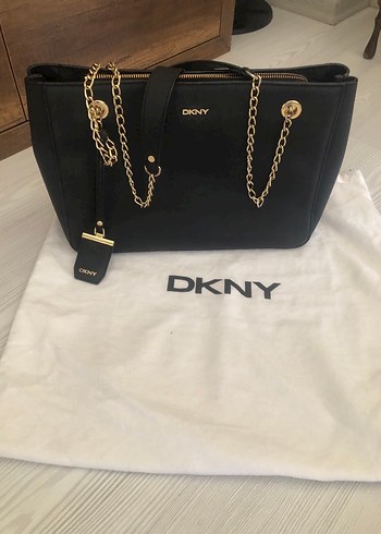 Zincir Detaylı Siyah Deri DKNY Kadın Çanta - Görsel 4