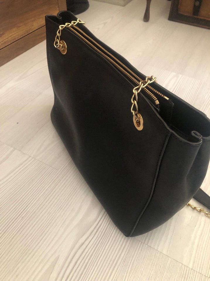 Zincir Detaylı Siyah Deri DKNY Kadın Çanta - Görsel 2