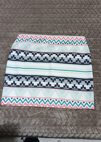 Kadın Bohem Mini Etek Çok Renkli Desenli - Görsel 2