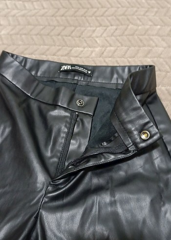 Kadın Siyah Deri Midi Pantolon - Görsel 4