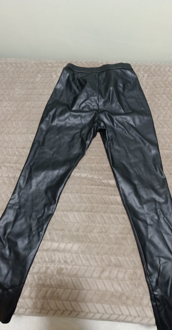 Kadın Siyah Deri Midi Pantolon - Görsel 2