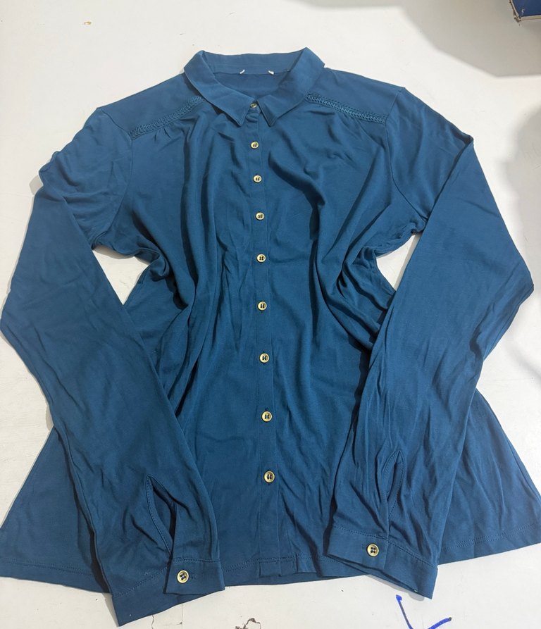 Uzun Kollu Mavi Kadın Gömlek - Görsel 4