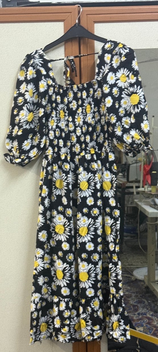 Çiçek Desenli Uzun Elbise - Görsel 4