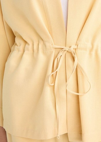 Pastel Sarı Midi Kadın Bornoz - Görsel 4