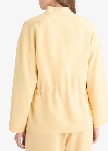 Pastel Sarı Midi Kadın Bornoz - Görsel 6