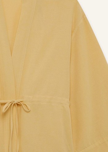 Pastel Sarı Midi Kadın Bornoz - Görsel 5