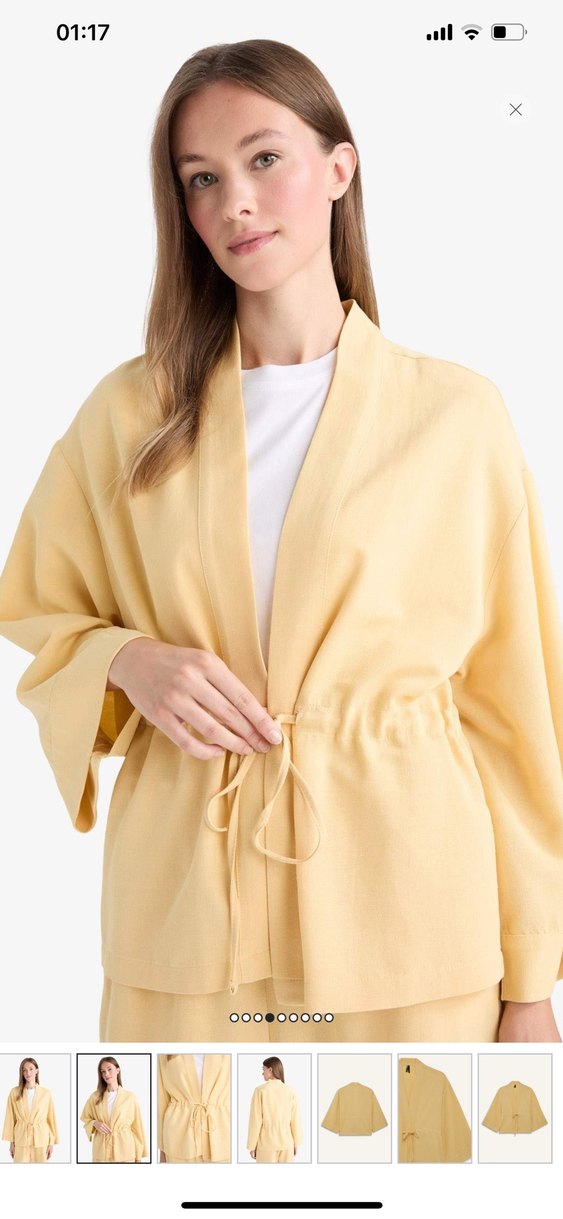 Pastel Sarı Midi Kadın Bornoz - Görsel 3