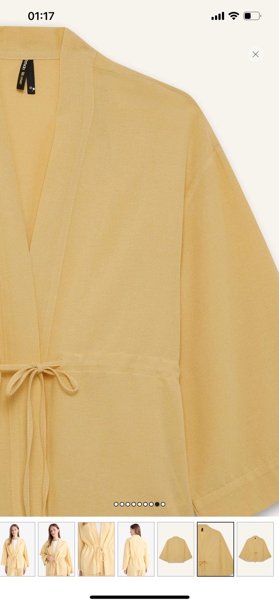 Pastel Sarı Midi Kadın Bornoz - Görsel 5