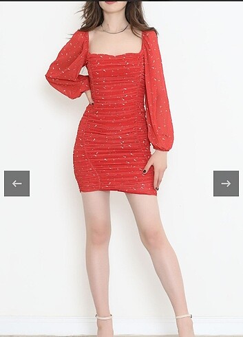 Trendyol & Milla Kırmızı büzgülü elbise 