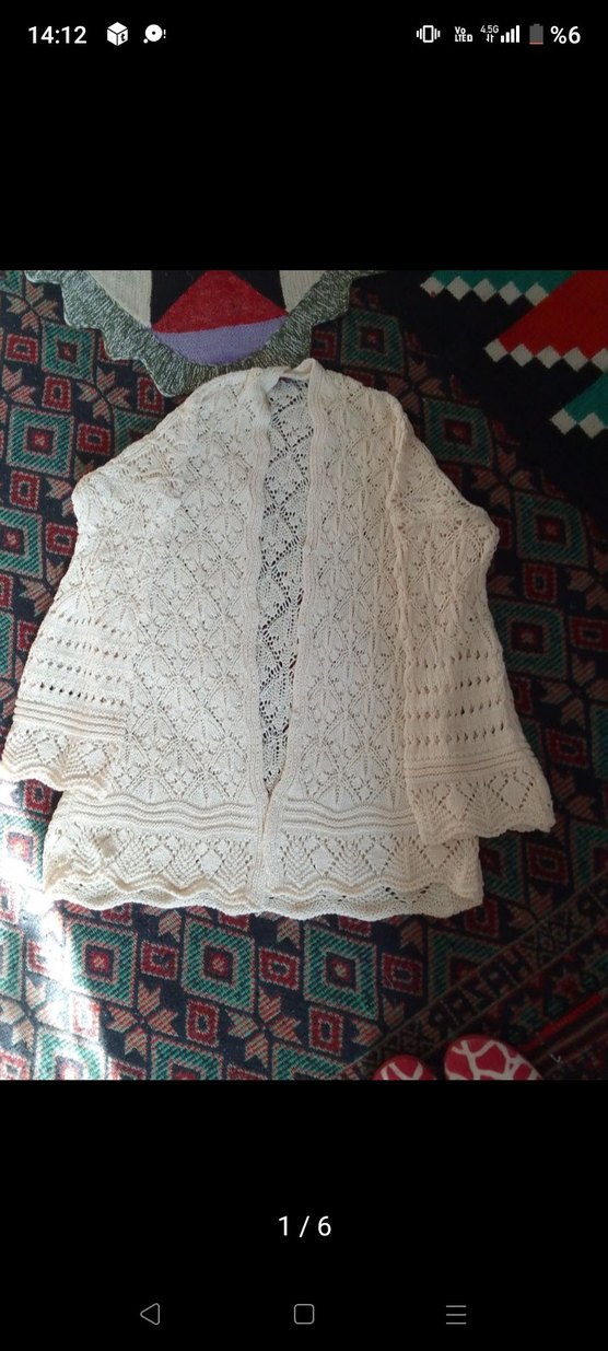 Beyaz Bohem Örgü Uzun Kollu Hırka - Görsel 4