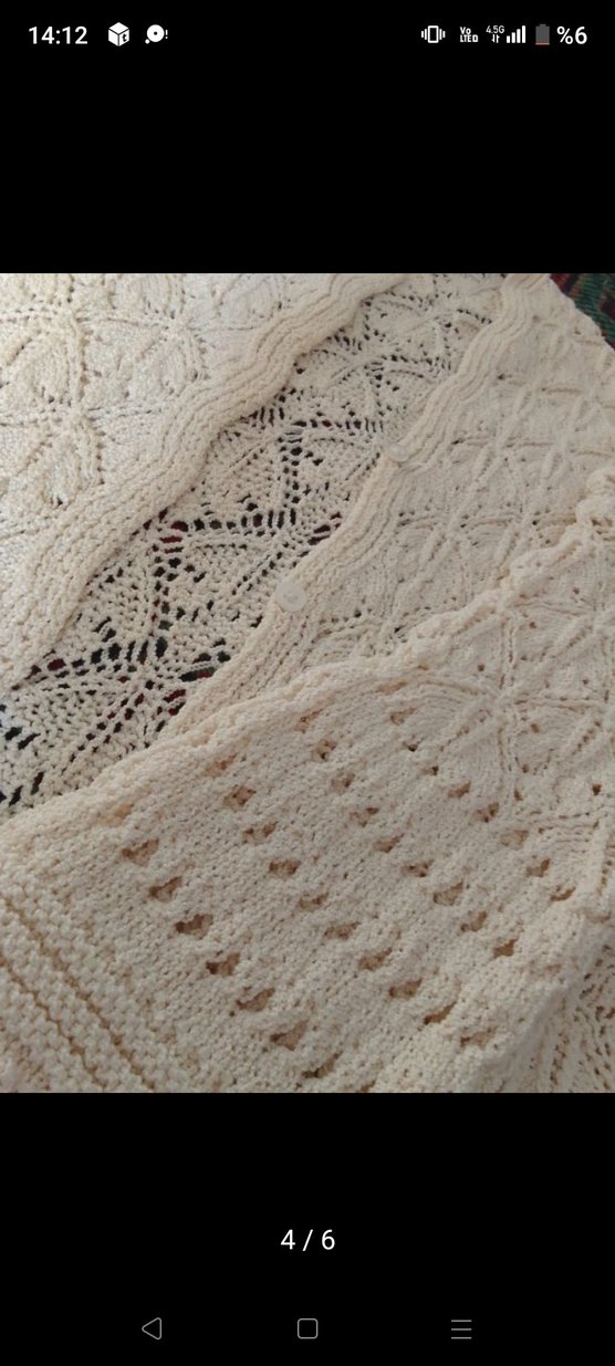 Beyaz Bohem Örgü Uzun Kollu Hırka - Görsel 5