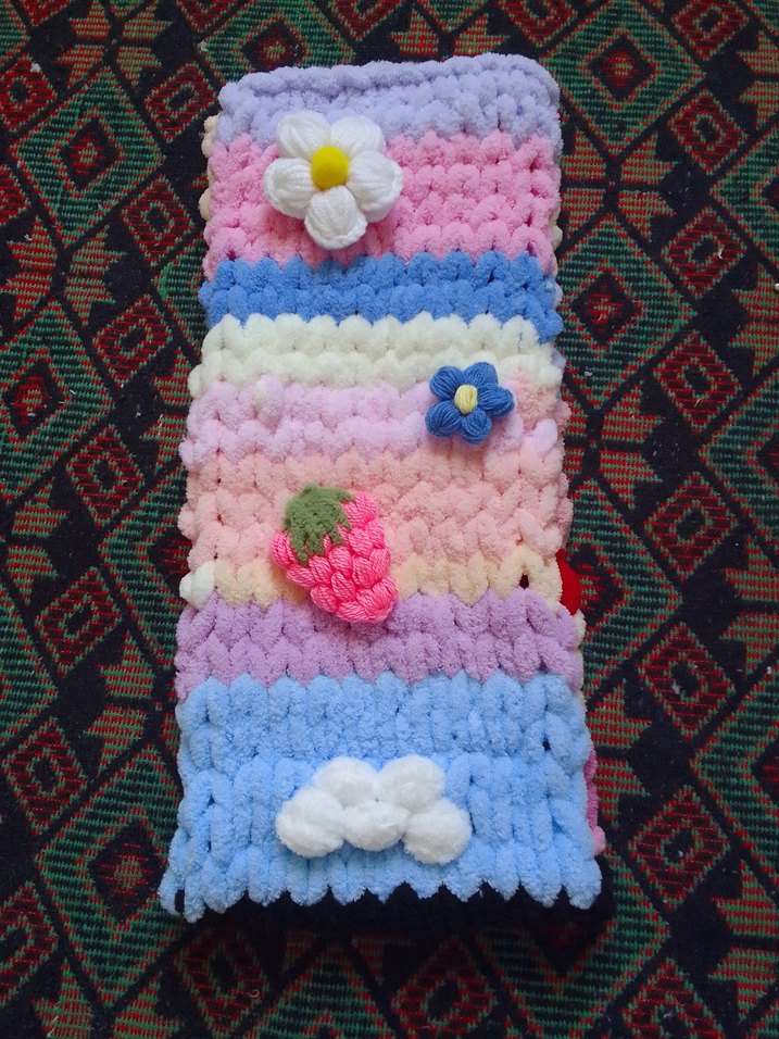 Renkli Desenli Örgü Atkı - Görsel 2