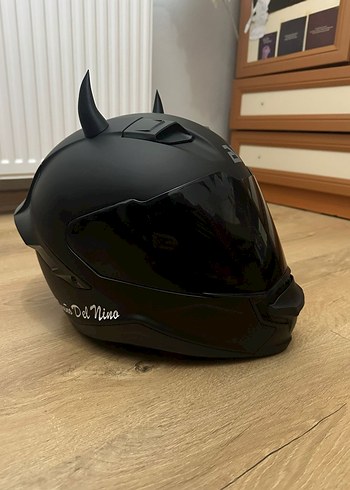 Yeni Siyah Motosiklet Kaskı + buff + süs - Görsel 2