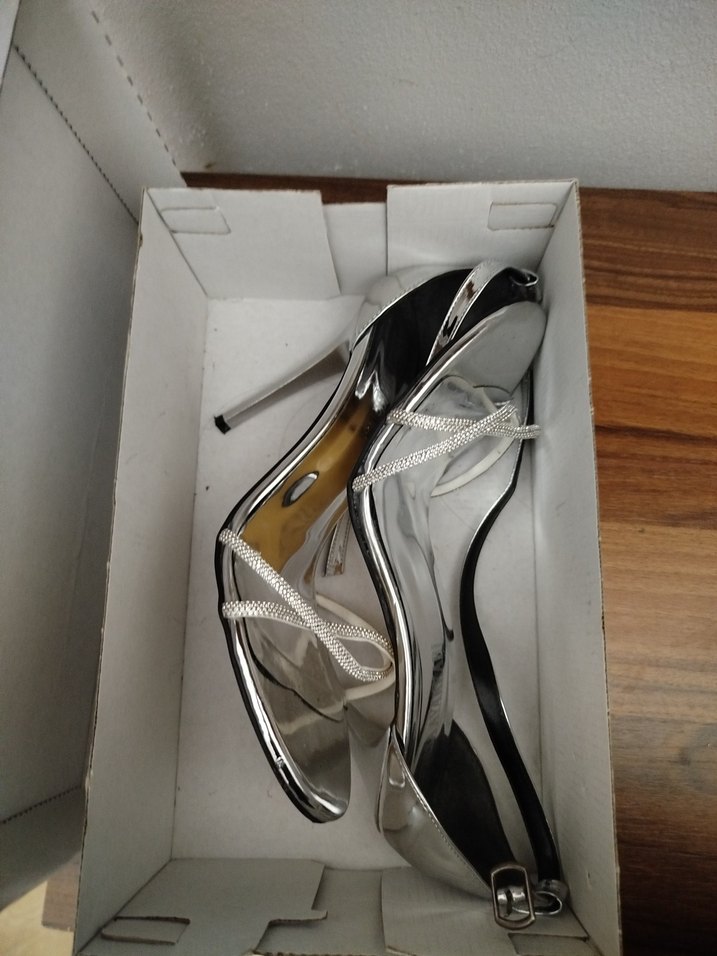 Gümüş Metal Tokalı Stiletto Kadın Abiye Ayakkabı - Görsel 4