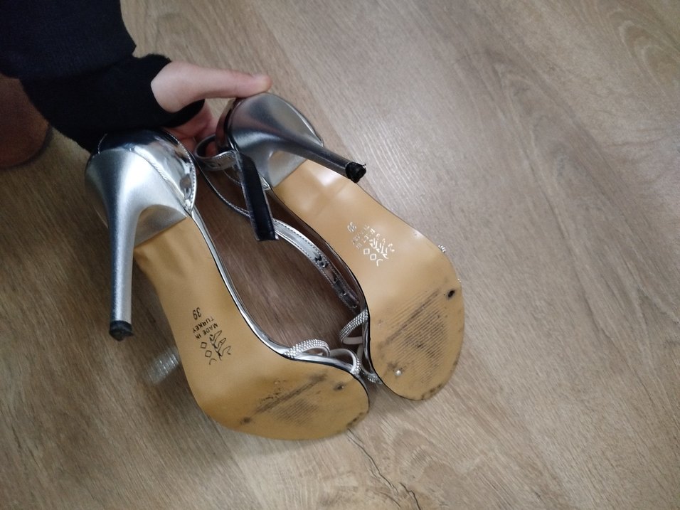 Gümüş Metal Tokalı Stiletto Kadın Abiye Ayakkabı - Görsel 3