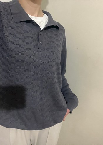 Gri Uzun Kollu Düğmeli Erkek Kazak - Görsel 4