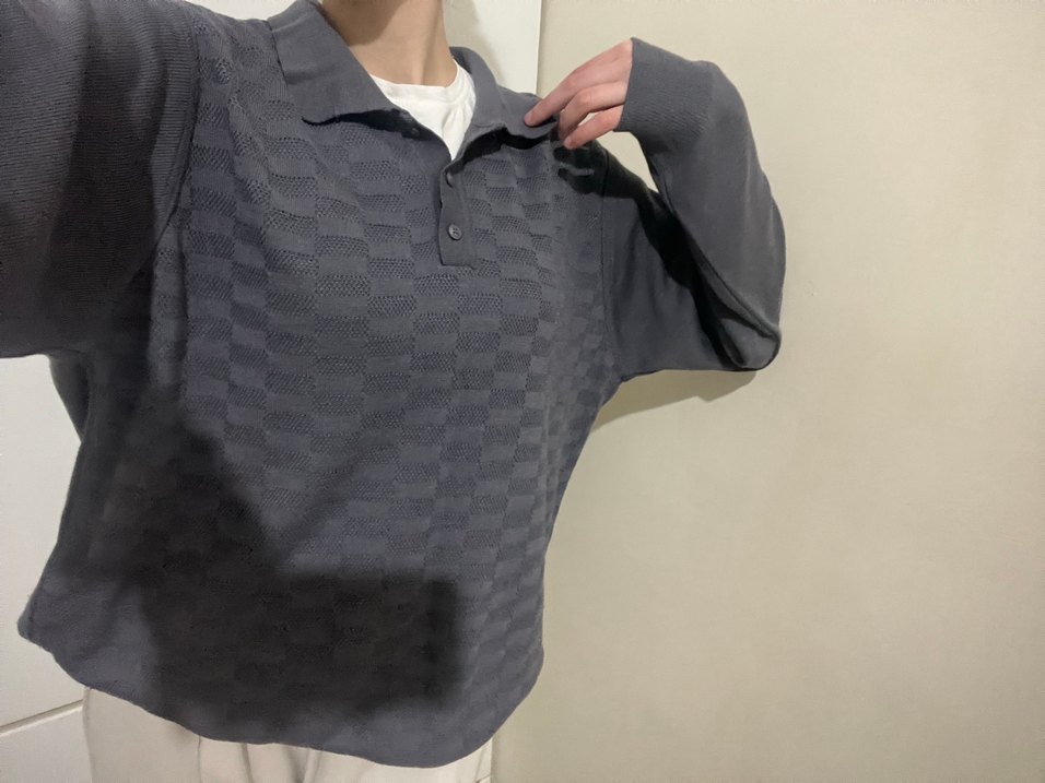 Gri Uzun Kollu Düğmeli Erkek Kazak - Görsel 3