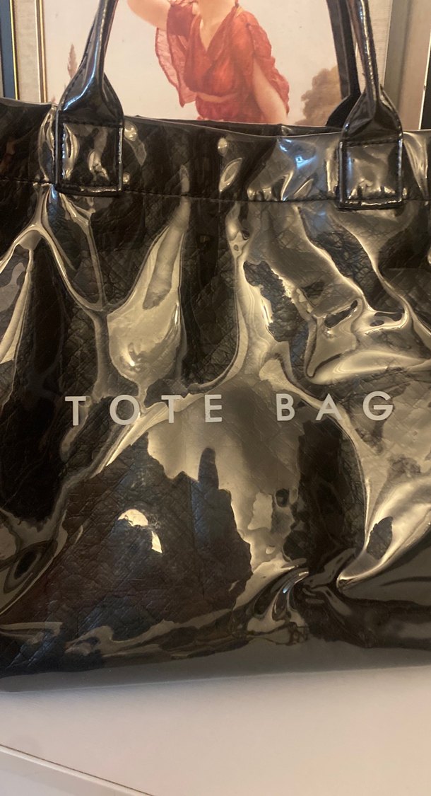 Parlak Siyah Kadın Tote Çanta - Görsel 2