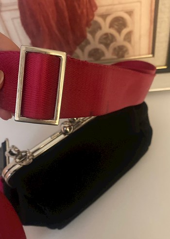 Siyah Süet Metal Tokalı Kadın Çanta - Görsel 3