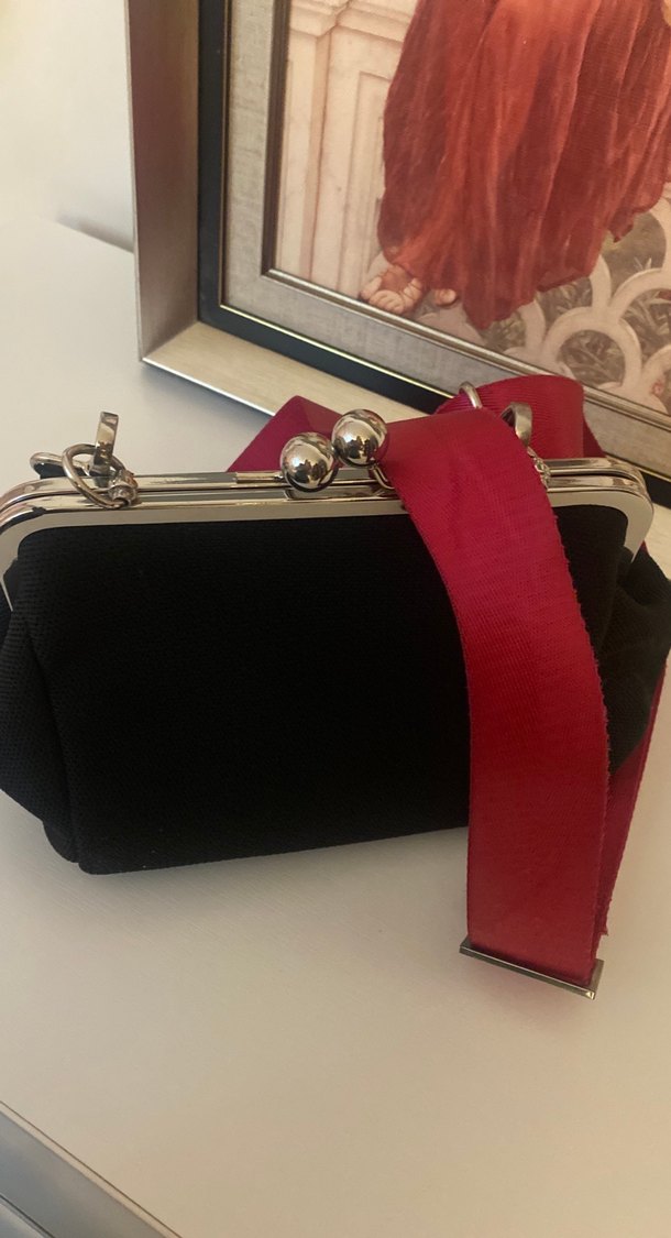 Siyah Süet Metal Tokalı Kadın Çanta - Görsel 2