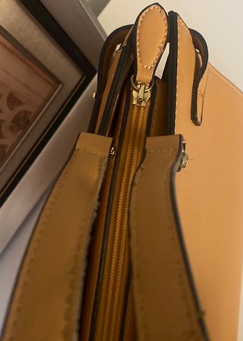 Bej Deri Kadın Omuz Çantası - Görsel 7