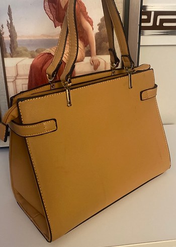 Bej Deri Kadın Omuz Çantası - Görsel 6