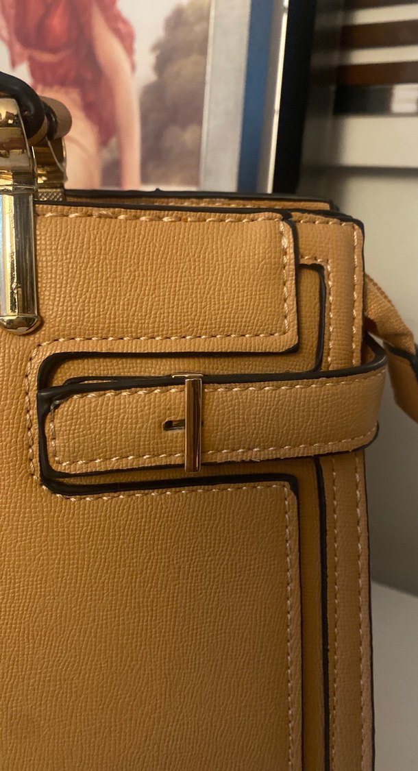 Bej Deri Kadın Omuz Çantası - Görsel 4