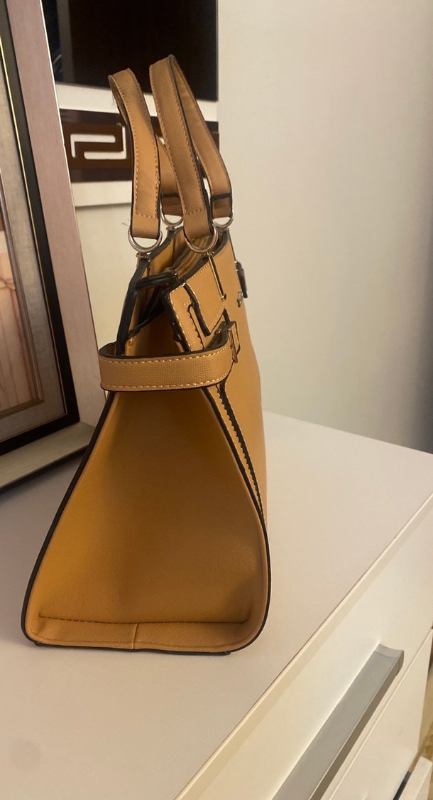 Bej Deri Kadın Omuz Çantası - Görsel 5
