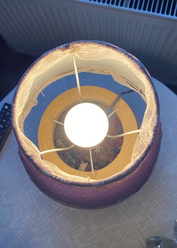 Mor Kumaş Abajurlu Dekoratif Teraryum - Görsel 5