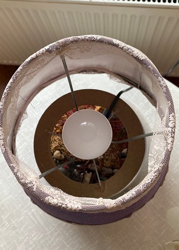 Mor Kumaş Abajurlu Dekoratif Teraryum - Görsel 2