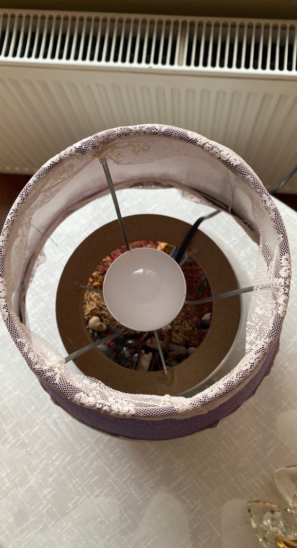 Mor Kumaş Abajurlu Dekoratif Teraryum - Görsel 2