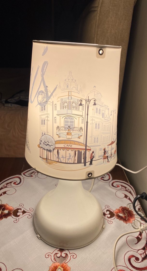 Beyaz Paris Temalı Masa Lambası - Görsel 2